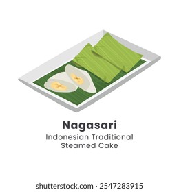 Hand drawn vector illustration of Nagasari Indonesian Traditional food from rice flour, coconut milk sugar, filled with banana