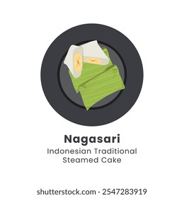 Hand drawn vector illustration of Nagasari Indonesian Traditional food from rice flour, coconut milk sugar, filled with banana