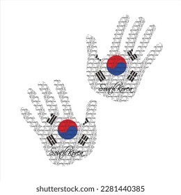 Hand drawn vector illustration with north south korea flag pattern great for poster, magazine and web design