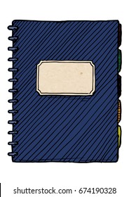 Hand drawn vector illustration of notebook in vintage engraved style. isolated on white background.