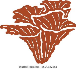 Hand drawn vector illustration of ocean coral. Isolated sea theme printing for souvenir decoration. Single illustration of marine life. Monochrome drawing of coral. Ocean aesthetic for interior design