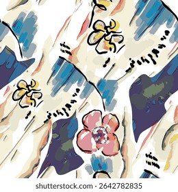Hand drawn vector illustration Oil on canvas. colorful paint brush stroke painting, Abstract art vector illustration. Brushstrokes of paint. modern Art. Prints, wallpapers.