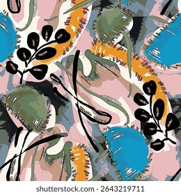 Handgetekende vectorillustratie Olie op canvas. kleurrijke verf penseelstreek schilderij, Abstracte kunst vector illustratie. Penseelstreken van verf. moderne kunst. Prints, wallpapers.
