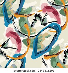 Handgetekende vectorillustratie Olie op canvas. kleurrijke verf penseelstreek schilderij, Abstracte kunst vector illustratie. Penseelstreken van verf. moderne kunst. Prints, wallpapers.

