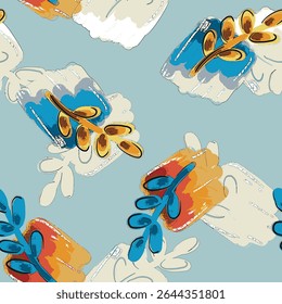 Handgetekende vectorillustratie Olie op canvas. kleurrijke verf penseelstreek schilderij, Abstracte kunst vector illustratie. Penseelstreken van verf. moderne kunst. Prints, wallpapers.
