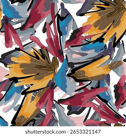 Hand drawn vector illustration Oil on canvas. colorful paint brush stroke painting, Abstract art vector illustration. Brushstrokes of paint. modern Art. Prints, wallpapers.