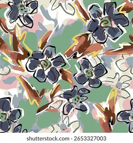 Ilustración vectorial dibujada a mano óleo sobre lienzo. pintura colorida de pincelada, Ilustración vectorial de arte Abstractas. Pinceladas de pintura. Arte moderno. Estampados, Fondos de pantalla.