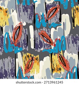 Ilustración vectorial dibujada a mano óleo sobre lienzo. pintura colorida de pincelada, Ilustración vectorial de arte Abstractas. Pinceladas de pintura. Arte moderno. Estampados, Fondos de pantalla.