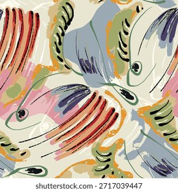 Ilustración vectorial dibujada a mano óleo sobre lienzo. pintura colorida de pincelada, Ilustración vectorial de arte Abstractas. Pinceladas de pintura. Arte moderno. Estampados, Fondos de pantalla.