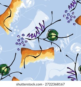 Ilustración vectorial dibujada a mano óleo sobre lienzo. pintura colorida de pincelada, Ilustración vectorial de arte Abstractas. Pinceladas de pintura. Arte moderno. Estampados, Fondos de pantalla.