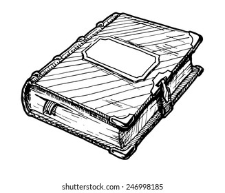 Hand drawn vector illustration of old book. 