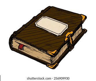 Hand drawn vector illustration of old book. 