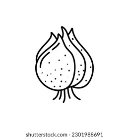 hand drawn vector illustration of onion cooking ingredient in modern sketch hanndrawn style isolated on white background