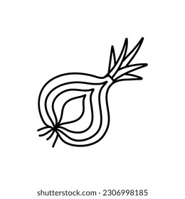 hand drawn vector illustration of onion cooking ingredient in modern sketch hanndrawn style isolated on white background