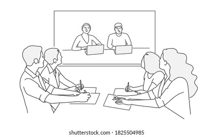 Ilustración vectorial dibujada por mano para un seminario web de capacitación en línea.