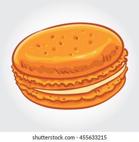 Hand drawn vector illustration of an Orange Macaron.