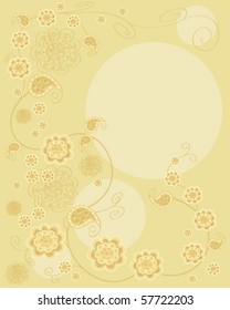a hand drawn vector illustration of ornate flowers and leaves on a gold background