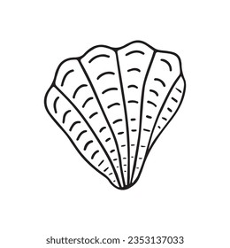 Ilustración vectorial dibujada a mano de una ostra. Aislado sobre fondo blanco