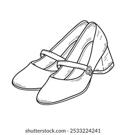 Hand drawn vector illustration of a pair of women's sandals.