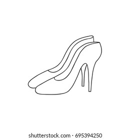 Hand drawn vector illustration pair of elegant high heel women pumps, coloring page, fashion, logo design, web site banner, template