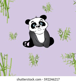 Hand drawn vector illustration of panda, for children, seamless pattern, for packing or wrapping.
