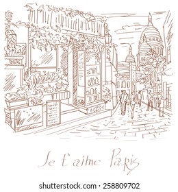 Hand drawn Vector illustration of Paris