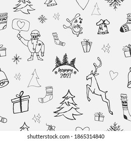 Hand drawn vector illustration pattern for Christmas