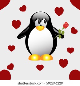 Hand drawn vector illustration of penguin, for children, seamless pattern, for packing or wrapping.