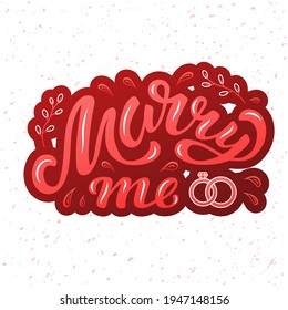Hand drawn vector illustration with phrase "Marry Me" for banner, poster, decoration or print