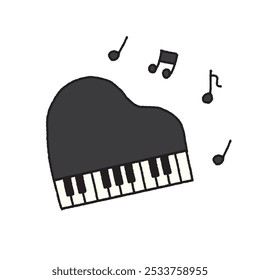 Ilustração vetorial desenhada à mão de piano