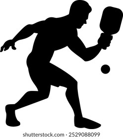 A hand drawn vector illustration of a Pickleball Player making a swing.