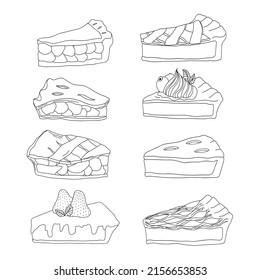 Hand drawn vector illustration of pie dessert in doodle art style