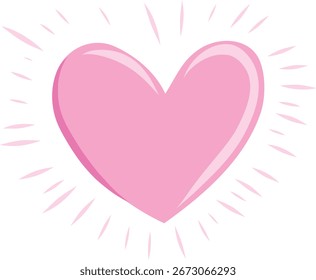 Hand drawn vector illustration of pink heart, cartoon style