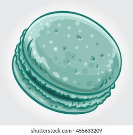 Hand drawn vector illustration of a Pistachio Macaron.