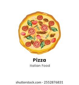 Hand drawn vector illustration of Pizza Italian Food