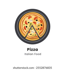 Hand drawn vector illustration of Pizza Italian Food