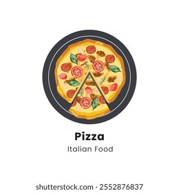 Hand drawn vector illustration of Pizza Italian Food