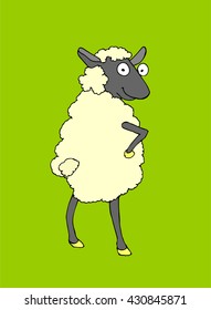 Hand drawn vector illustration "Playful sheep". Cartoon style
