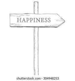 Hand drawn vector illustration. Pointer to happiness