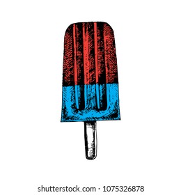 hand drawn vector illustration of popsicle. vintage drawing