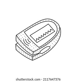 Hand drawn vector illustration of pulse oximeter in doodle style. Cute illustration of a musical equipment on white background.