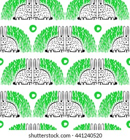 Hand drawn vector illustration with rabbit