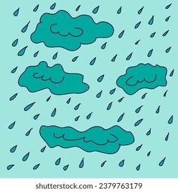 Hand drawn vector illustration of rain and clouds
