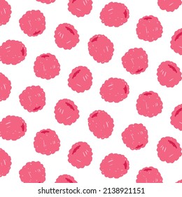 Ilustración vectorial dibujada a mano del patrón de frambuesa. Fondo para textil, tela, papel envolvente.