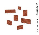 Hand drawn vector illustration of red brick wall.