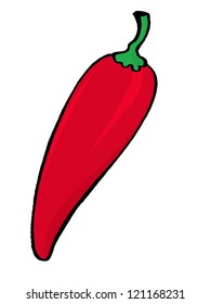 hand drawn, vector illustration of red pepper