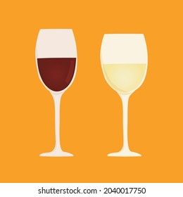Handgezeichnete Vektorgrafik von Rot-Weißwein-Glas. Einzeln auf weißem Hintergrund