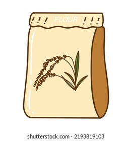Hand drawn vector illustration of rice flour isolated on white background.