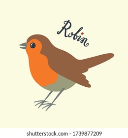 Hand drawn vector illustration of a robin