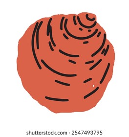 Hand drawn vector illustration of a round spiral shell, isolated on a white background. Perfect for educational materials and ocean-themed art projects.